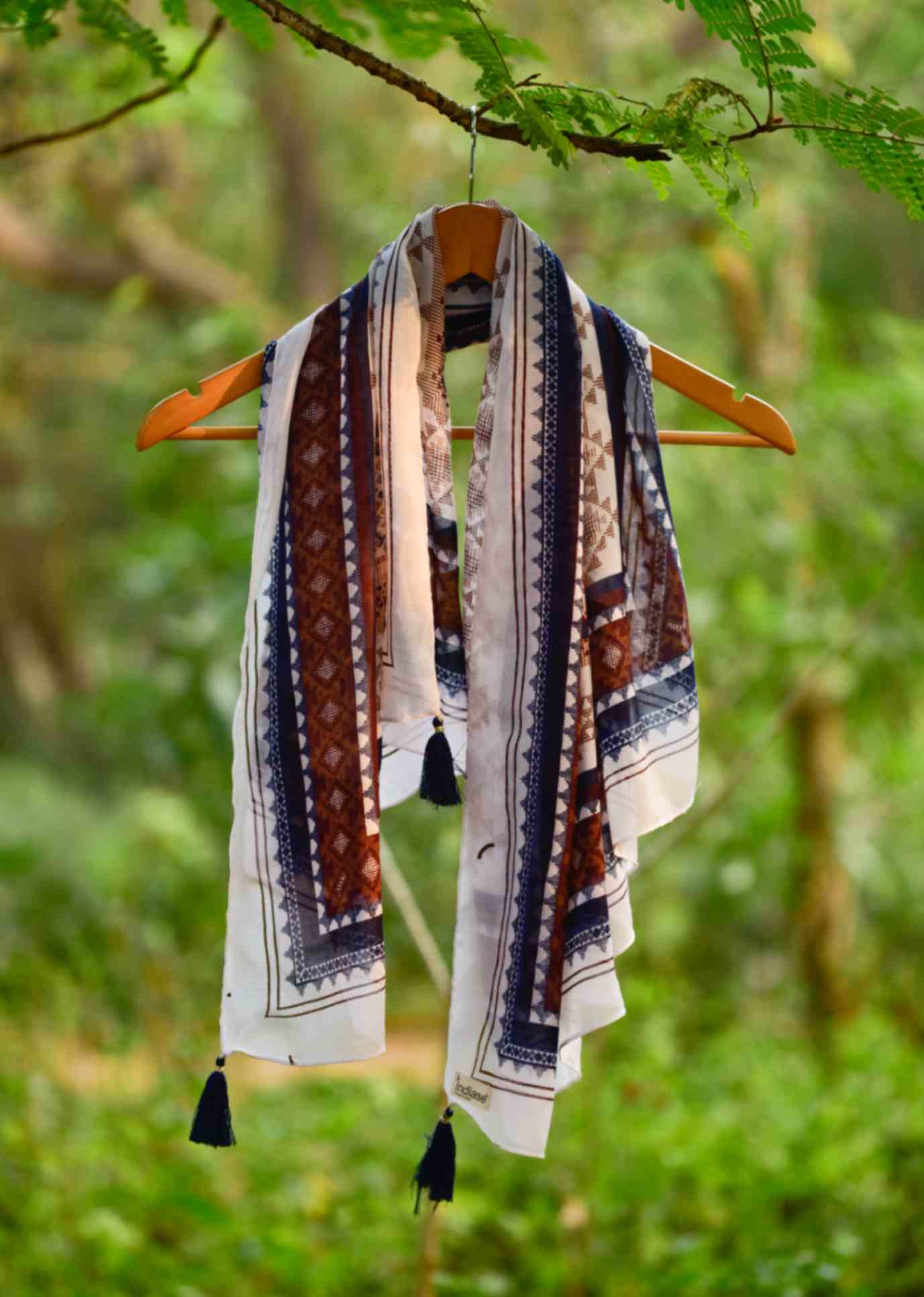 Indian Blue Heritage Scarf for Traditional Dresses