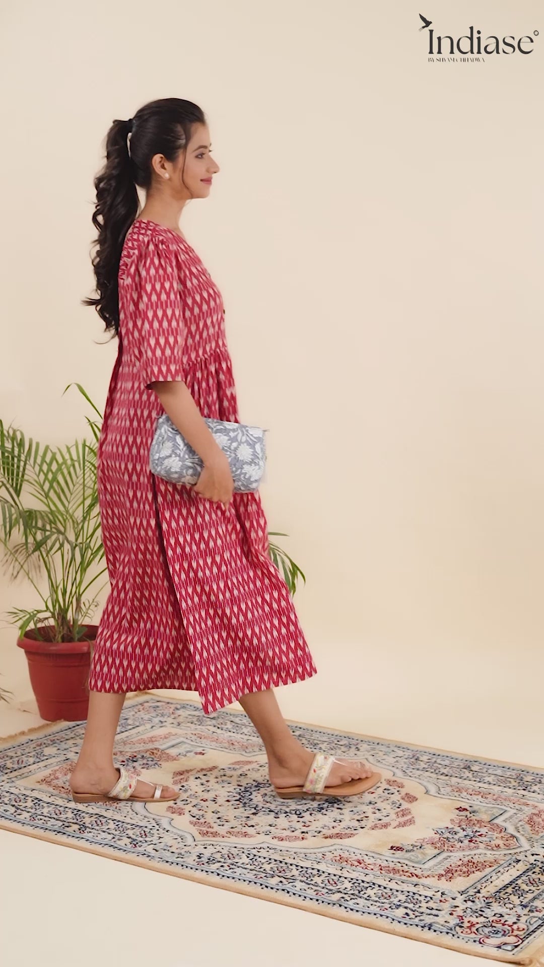 Dress with Vibrant Ikat Print, Button-Down Style, and Comfy Fit for Everyday Charm.