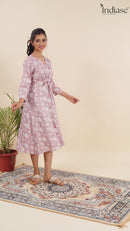 Dress with Elegant Floral Print and a Flattering Tie-Up Waist.