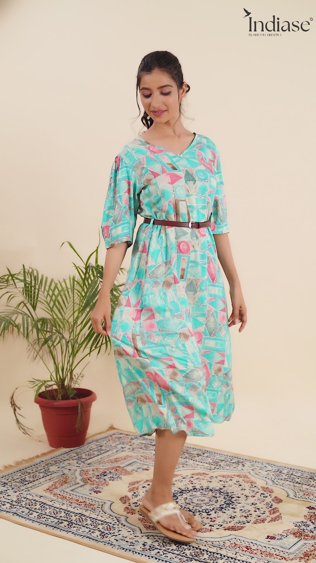 Dress Crafted with Vibrant Prints, Comfy Fit, and a Stylish Waist Belt.