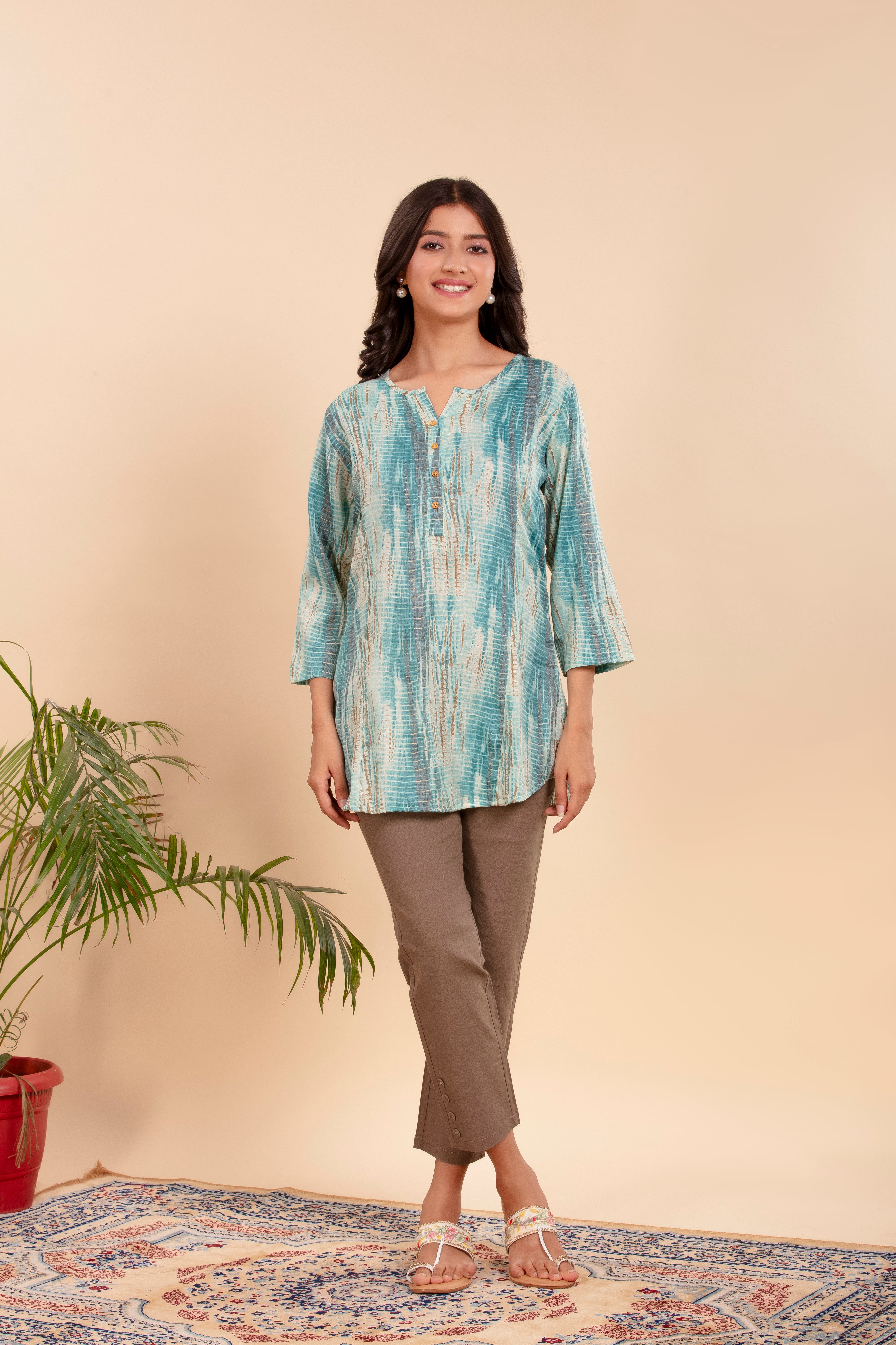 Tunic Top with a Stylish Shibori Print and Comfy Fit.