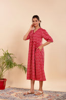 Dress with Vibrant Ikat Print, Button-Down Style, and Comfy Fit for Everyday Charm.