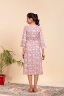 Dress with Elegant Floral Print and a Flattering Tie-Up Waist.